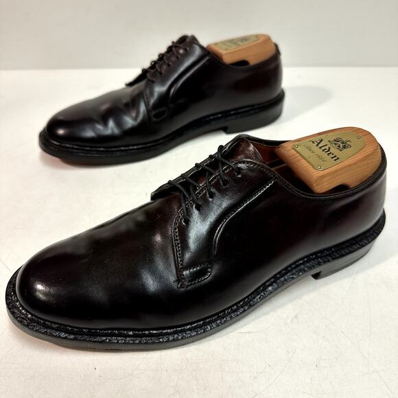 FULLY RESOLED Alden 990 Color 8 Shell Cordovan Plain Toe Blucher EUC Made USA 7 - Picture 6 of 12